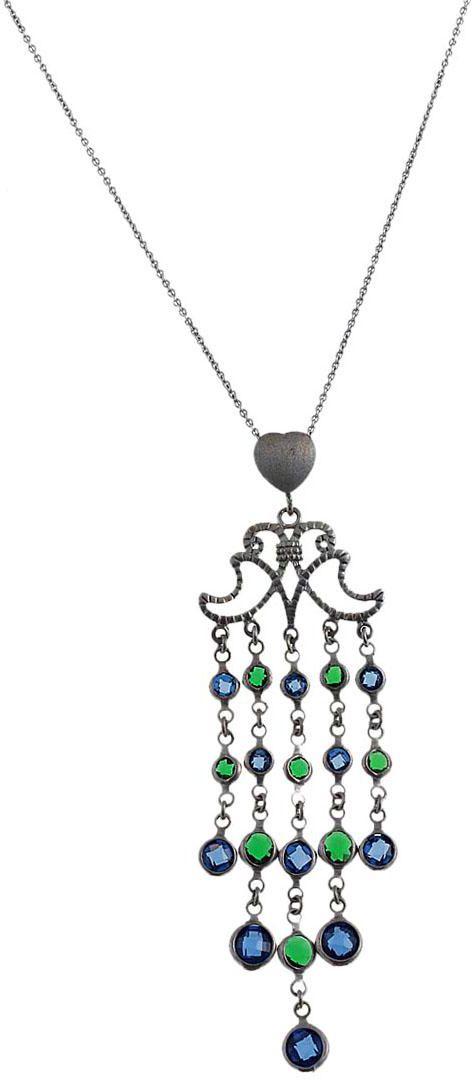 Equss - Sterling Silver Blue And Green Crystal Necklace -  EQS7030082C