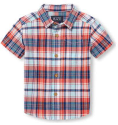 The Children's Place Toddler Boys Short Sleeve Plaid Woven Button-Down Shirt