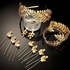 Greek Goddess Costume Bracelet, Golden Leaves Bridal Crown Headband, Pearl Earrings and Hair Pins (15 Pieces Elegant Style)