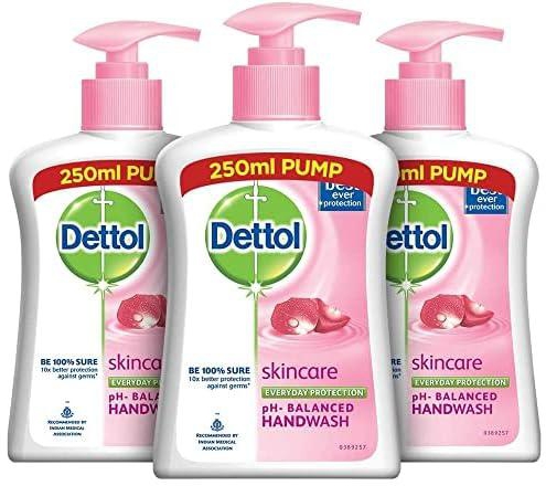 Dettol Liquid Handwash Dispenser Bottle Pump -  Skincare Moisturizing Hand Wash (Pack of 3 - 200 ml each) | pH Balanced | 10x Better Germ Protection