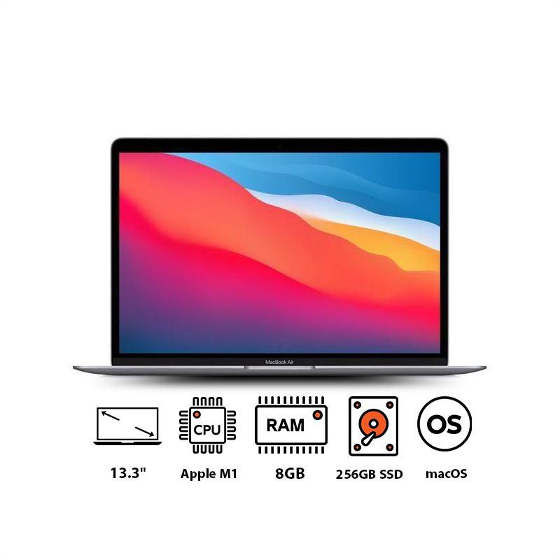 Apple MacBook Air MGN63AE/A Laptop, 13.3 inch, Apple M1 Chip, 256GB SSD, 8GB RAM, M1 GPU 7 Cores, macOS - Space grey