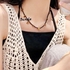Fashion Female Choker Stone Beaded Necklace Brown Color