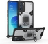 For Oppo Reno 6 5G , Space Capsule Pattern Case Cover - With Ring Holder Kickstand And Short Lanyard - Transparent / Black