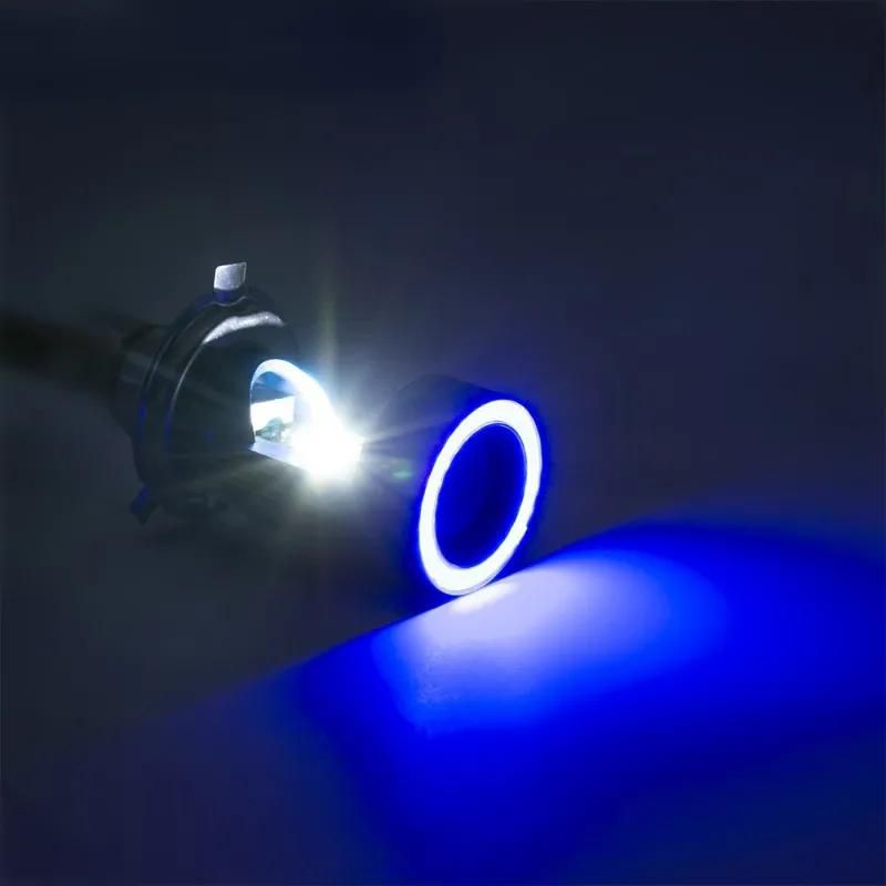 1pcs halo ring LED H4 Car Headlight Bulb HS1 P43T Plug&play Hi-low Motorcycle Auto Scooter lamp Angel Eye White 6000K 12/24V