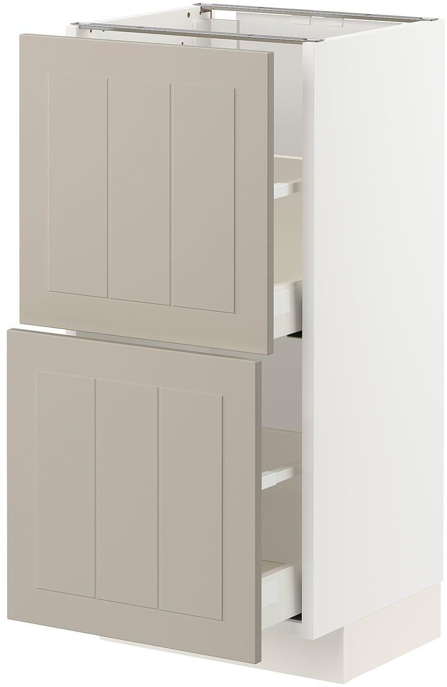 METOD / MAXIMERA Base cabinet with 2 drawers - white/Stensund beige 40x37 cm