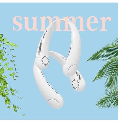 Portable Neck Fan, Hands Free Bladeless Neck Fan, 360° Cooling Hanging Fan, Rechargeable Personal Neck Fan, Headphone Design Neck Air Conditioner with 3 Wind Speed for Outdoor Indoor