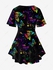 Plus Size Butterfly Dot Print Crisscross V Neck Short Sleeve T-Shirt - 2x | Us 18-20