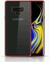 Samsung galaxy note9 cover/case, magnet with aluminium metal housing bumper case, crystal clear, 9H tempered glass back case, Clear with Red