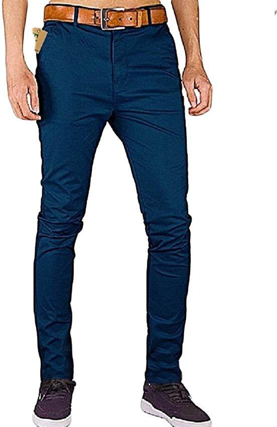 Fashion Soft Khaki Trouser Stretch Slim Fit Casual - Navy Blue
