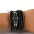 4pcs Leisure Braided Adjustable Leather Bracelet-Black