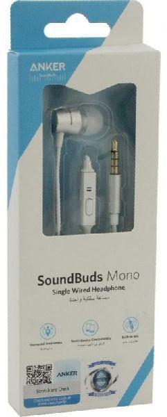 Anker SoundBuds Mono, Earphones, Wired, In-line Microphone, Silver