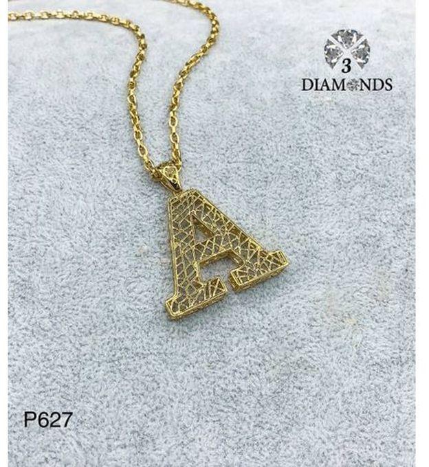3Diamonds Pendant Necklace For Women Gold Plated Letter A