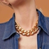 Fashion Trendy Chunky Gold Tone Cuban Link Chain Women's Necklace