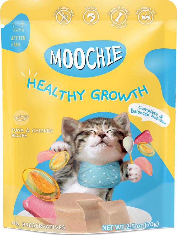 Moochie Cat Wet Food Tuna And Chicken Recipe For Kitten - Healthy Growth Pouch 70g