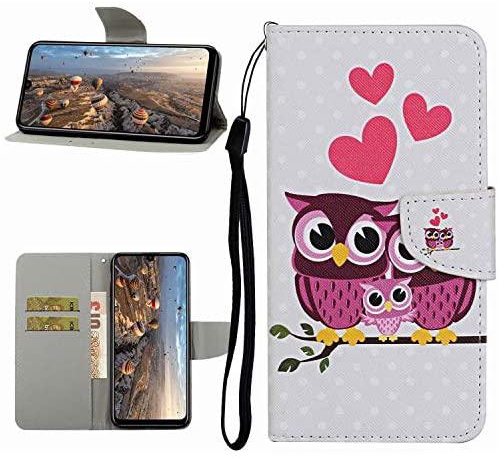 Mylne Full Body Wallet Case for Samsung Galaxy A70,Pu Leather Protective Flip Cover with Wrist Strap ID Card Holder Magnetic Closure,Owl