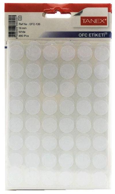 Tanex HANDWRITING LABEL -WHITE - 10 Round Sheets , Size 16 X 16 Mm / 48 OFC- 130