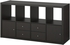 KALLAX Shelving unit with 4 inserts - black-brown 147x77 cm