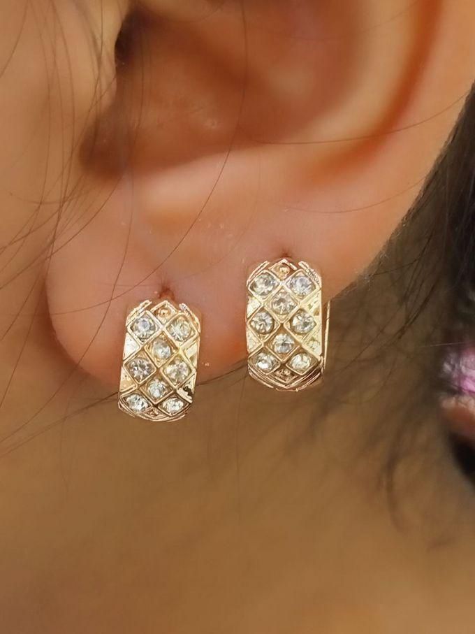 Earrings (Tkahh) Cubic Zircon For Women - Gold Plated