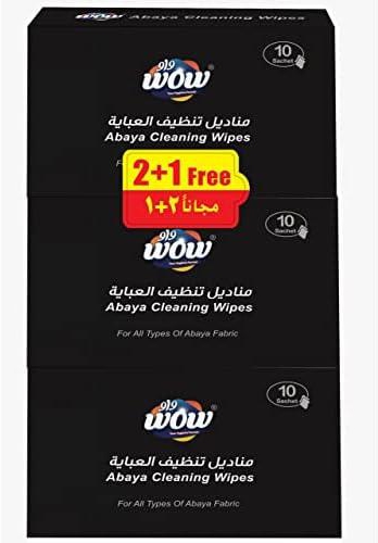 Wow Abaya Cleaning Wipes 10 Big Sachet Box 2 + 1 Pack