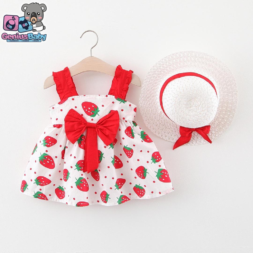 Genius Baby House 3m-3y Baby Girl Dress with Hat C1890 - 4 Sizes (Red)