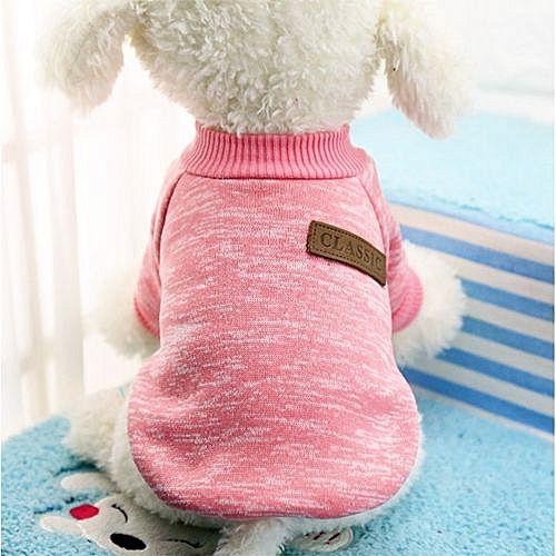 Generic Dog Classic Sweaters, Pet Puppy Warm Clothes, Winter Soft Cat Jacket Coat Hoodies For Chihuahua Yorkie, Dogs XS-XXL Color:Pink Size:L