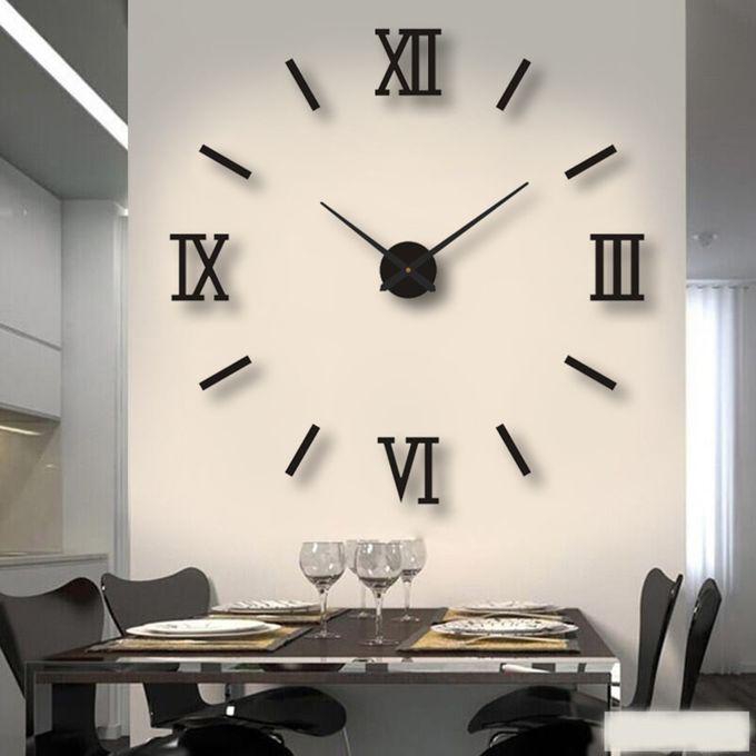 DIY Wall Clocks 3D Mirror Stickers Large Wall Clock -Black