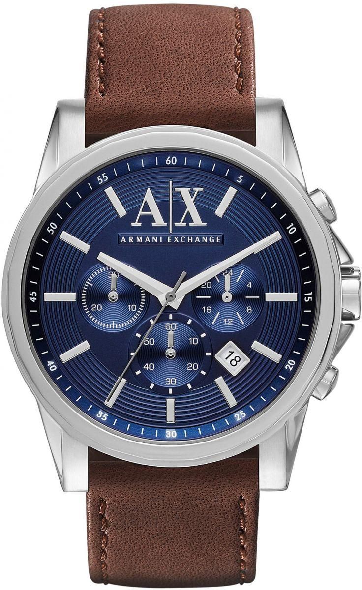 Armani Exchange Outerbanks Men's Blue Dial Leather Band Chronograph Watch - AX2501