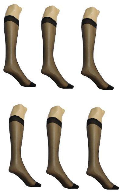 Silvy Socks - Set Of 6 Voile Socks - Knee High - For Women - Black