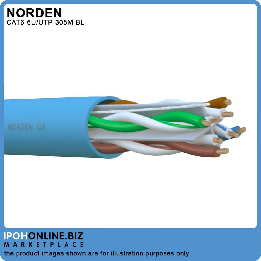 Norden Category 6 U/UTP 4 Pair 23AWG Cable PVC - 305M (Blue)