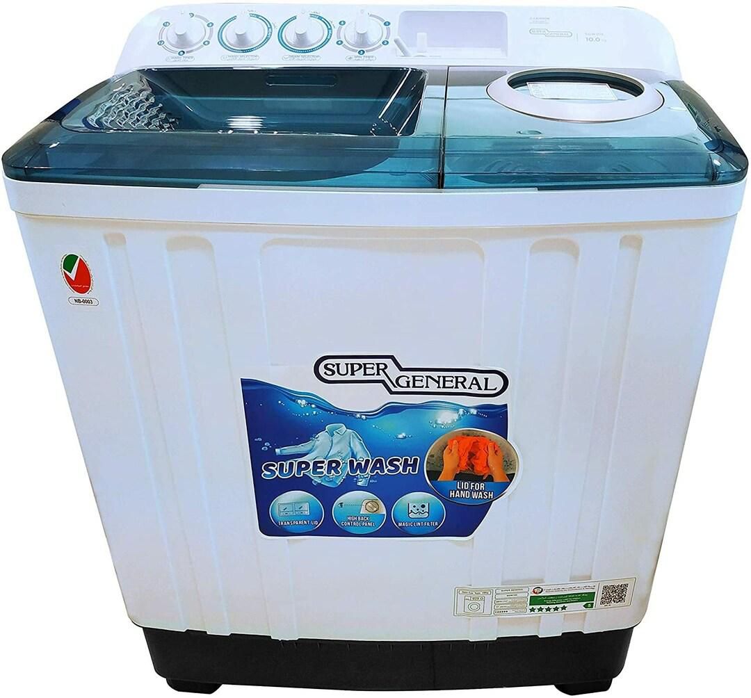 Super General 8 Kg Twin Tub Semi Automatic Washing Machine, White - SGW85