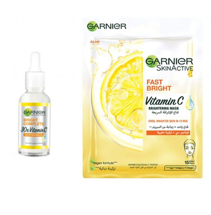 Garnier Fast Bright Vitamin C Face Serum - 30ml + Tissue Mask