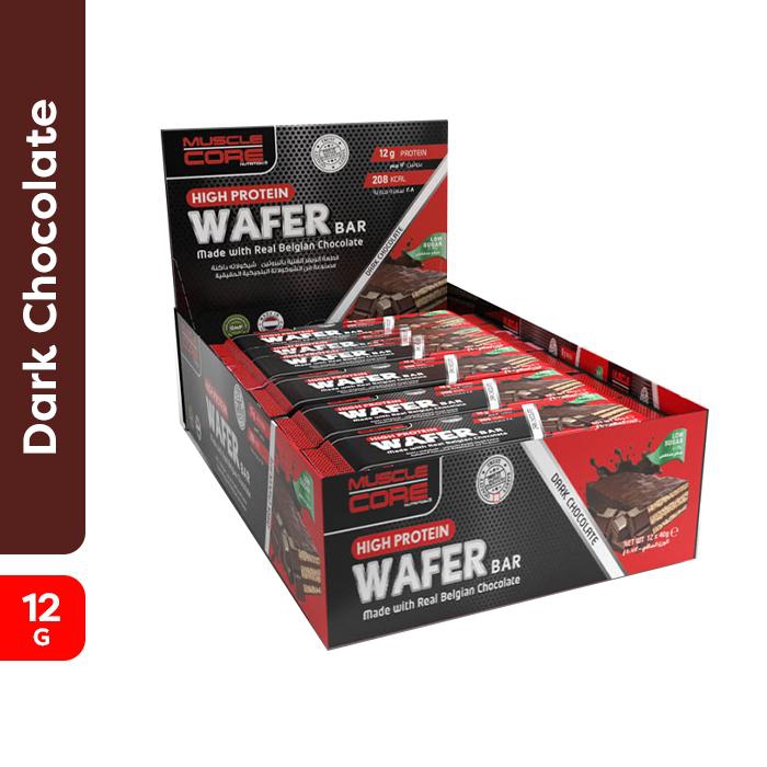 Muscle Core High Protein Wafer Bar Dark Chocolate 40g – Box Of 12 Pieces