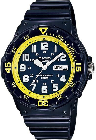 ساعة للرجال من "كاسيو" موديل "مارين" بمينا لون ازرق، بسوار من البلاستيك المطاطي لون ازرق - MRW-200HC-2BV
