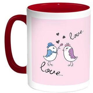 Love Birds Printed Coffee Mug Red/White 11ounce