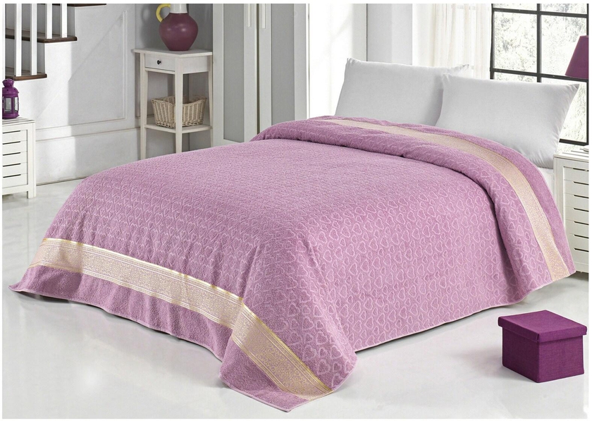 Villa Paris Premium Jacquard Bed Cover Turkish Cotton Blanket Organic Throw Bed Spread For Double/King Size Bed 200X220cm - Purple