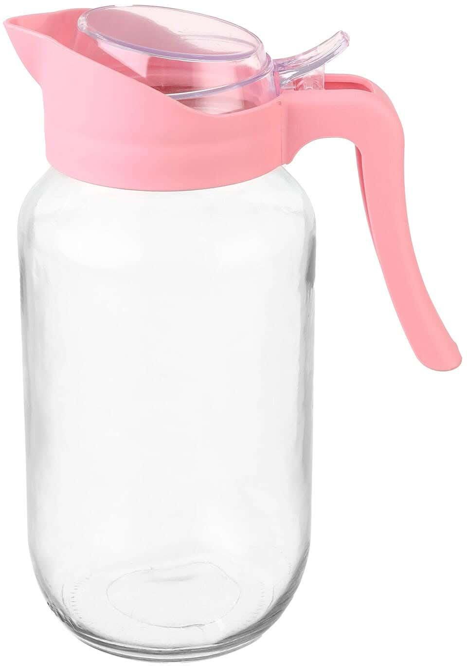 Get Elsedeq Glass Jug With Acrylic Lid, 1.5 Liters - Rose Clear with best offers | Raneen.com
