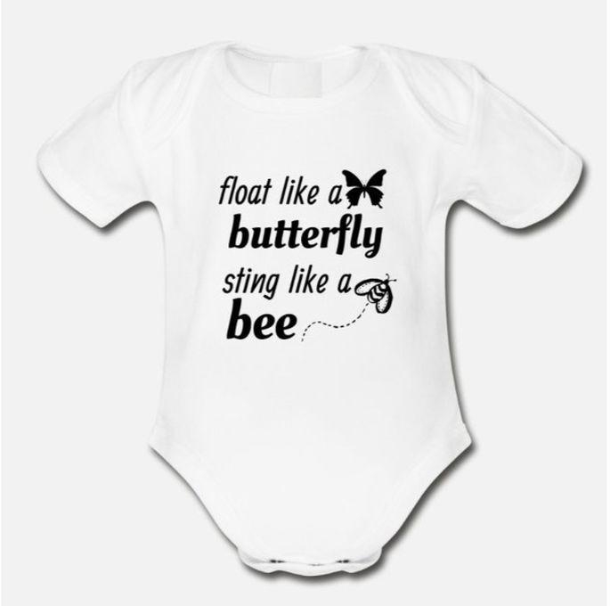 Float Like A Butterfly Sting Like A Bee Tee Tshirt Organic Short Sleeve Baby Bodysuit_2