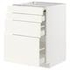 METOD / MAXIMERA Bc w pull-out work surface/3drw, white/Voxtorp high-gloss/white, 60x60 cm - IKEA