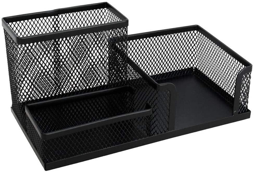 Generic 3 Compartments Wire Metal Pen Holder Black
