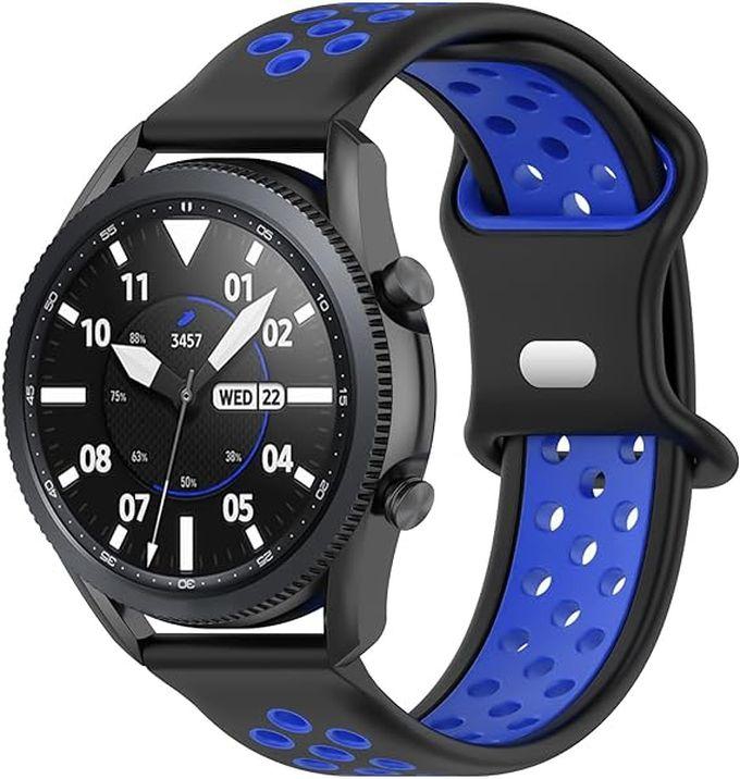 Silicone Band 20mm, Waterproof Soft Silicone Sport Band For Samsung Gear Sport/Samsung Watch 4/5/5 Pro/S2 Classic/Active 2 44/40mm/Amazfit GTS4/GTS3, By TenTech - Black & Blue