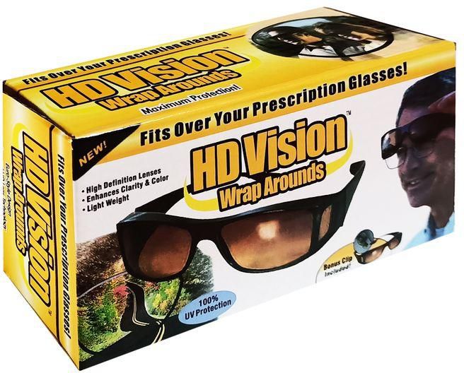 HD Vision Wraparounds Unisex Night Driving Retrovision Sunglasses - 2 Pairs