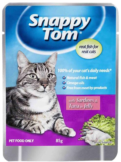 Snappy Tom Real Fish And Grain Free Sardines And Chicken In Jelly Cat Food 85g