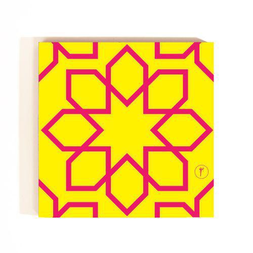 YM Sketch R#11-Yellow Flower Ramadan Coaster - Yellow