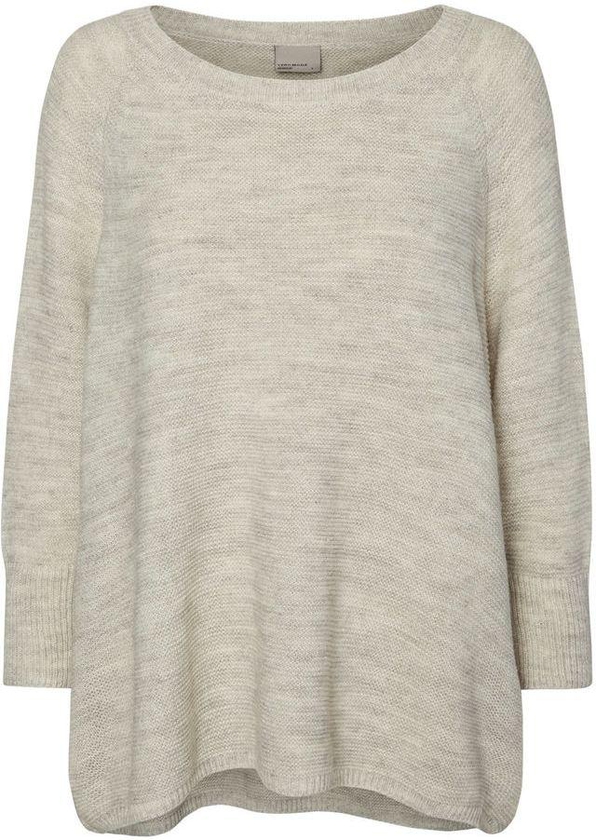 Vero Moda Grey Cotton Round Neck Blouse For Women