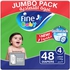 Fine Baby Diapers, DoubleLock Technology , Size 4, Large 7 - 14kg , Jumbo Pack, 48 diaper count