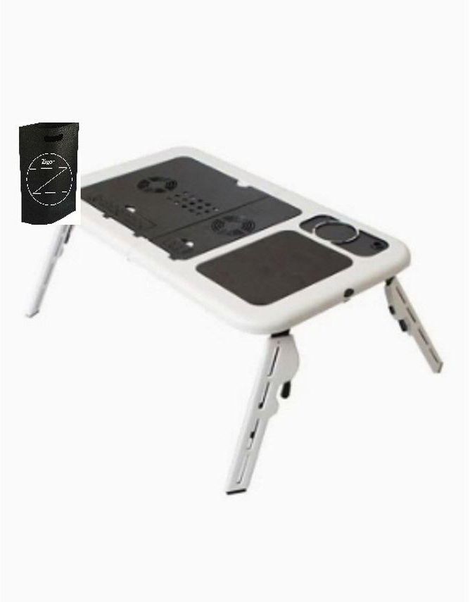 Portable Laptop Table With Er Fan Black/White+ Ziggor Bag Special