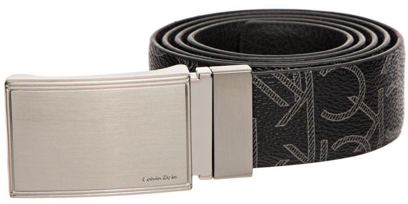 Calvin Klein 75112MA Monogram Logo Belt for Men - Leather, 40 US, Black