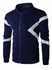 Color Splicing Napping Zip Up Long Sleeve Jacket For Men - Cadetblue - L