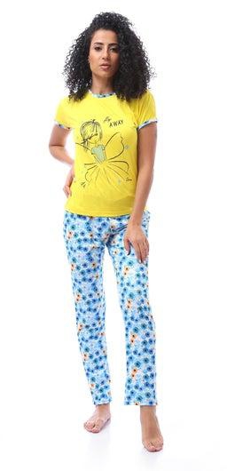 Slip On Comfortable Cotton Summer Yellow Pajama Set