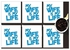 6-Piece Decorative Coasters White/Blue 7x7 centimeter